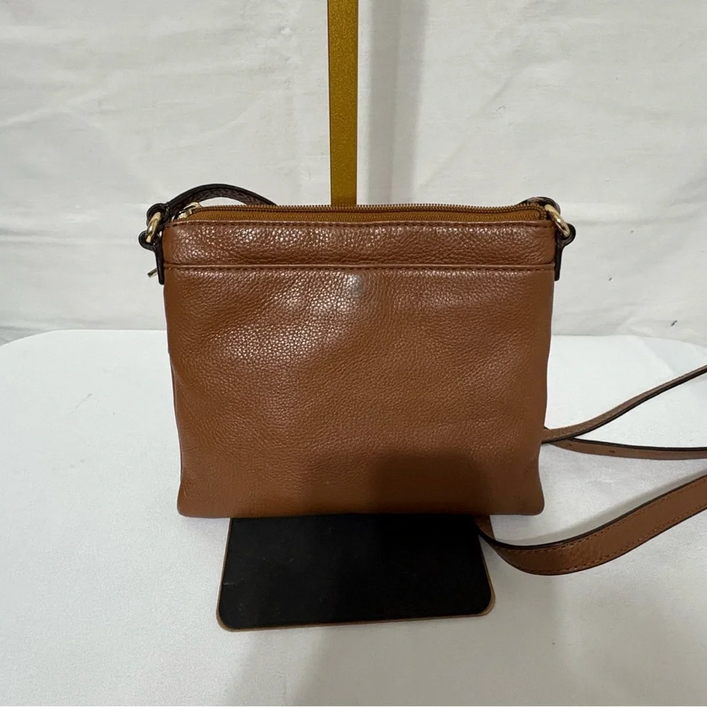 Michael Kors brown leather crossbody bag with gold-tone hardware